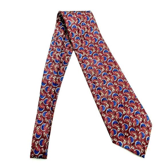 Christian Dior Monsieur Polyester Tie Red‎ Blue Abs - Picture 6 of 6